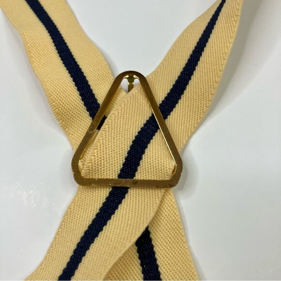 3/$30 Unbranded Yellow & Navy Blue Striped Men's Suspenders Silver Clips - Picture 4 of 4